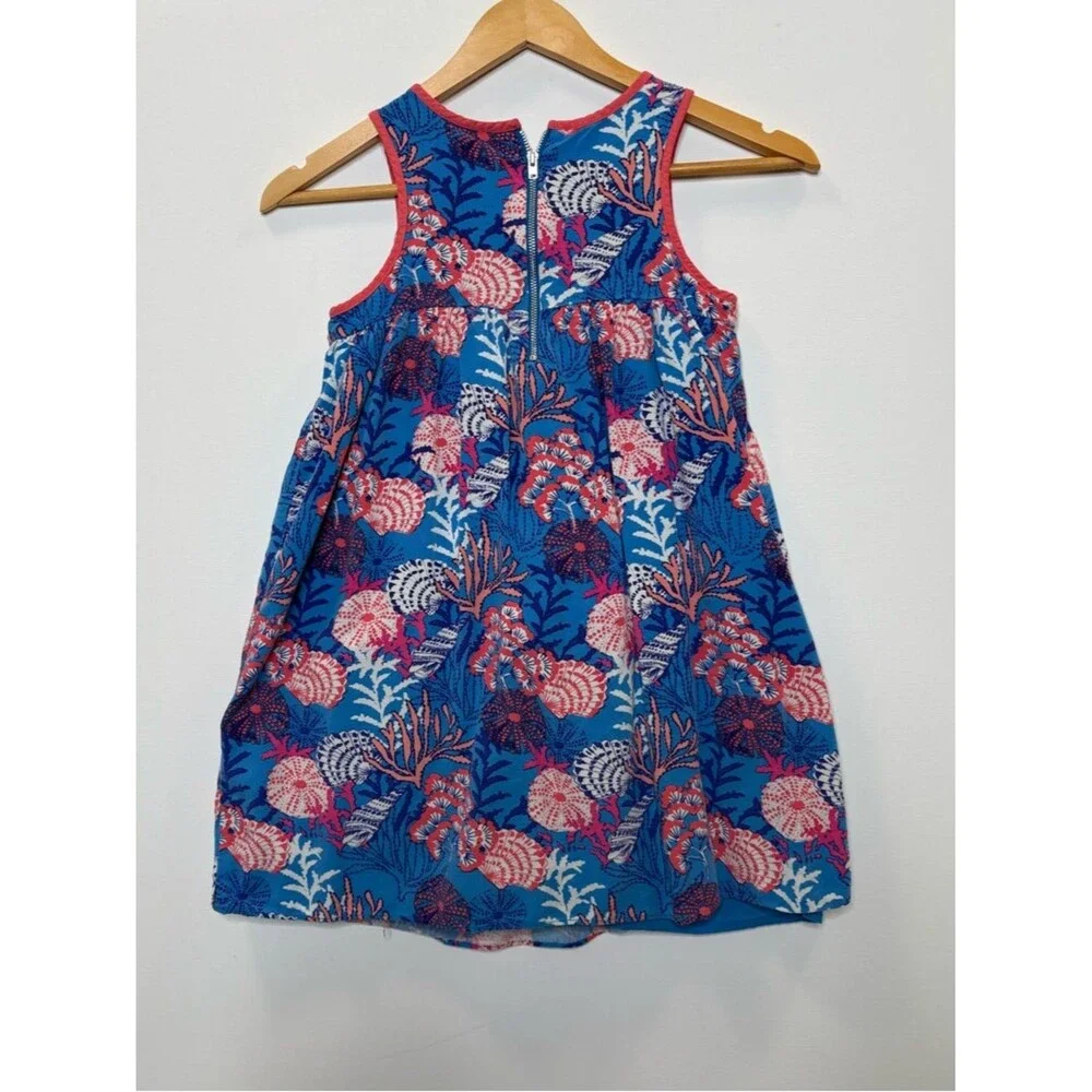 Gymboree Seashell Print Sundress Girls Size 8 Embroidered Blue A-Line Tank Dress